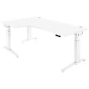 Schäfer Shop Genius Schreibtisch ERGOSTYLE S, 90°, elektrisch höhenverstellbar, Ansatz links, C-Fuß, einstufig, B 2000 x T 800 x H 715 - 1182 mm, inkl. Memory Master, weiß/weiß