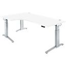 Schäfer Shop Genius Schreibtisch ERGOSTYLE S, 90°, elektrisch höhenverstellbar, Ansatz links, C-Fuß, einstufig, B 2000 x T 800 x H 715 - 1182 mm, inkl. Memory Master, weiß/weißaluminium