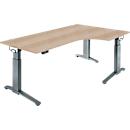 Schäfer Shop Genius Schreibtisch ERGOSTYLE S, 90°, elektrisch höhenverstellbar, Ansatz rechts, C-Fuß, einstufig, B 2000 x T 800 x H 715 - 1182 mm, inkl. Memory Master, Eiche/anthrazit