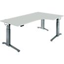 Schäfer Shop Genius Schreibtisch ERGOSTYLE S, 90°, elektrisch höhenverstellbar, Ansatz rechts, C-Fuß, einstufig, B 2000 x T 800 x H 715 - 1182 mm, inkl. Memory Master, lichtgrau/anthrazit