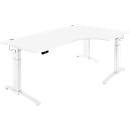 Schäfer Shop Genius Schreibtisch ERGOSTYLE S, 90°, elektrisch höhenverstellbar, Ansatz rechts, C-Fuß, einstufig, B 2000 x T 800 x H 715 - 1182 mm, inkl. Memory Master, weiß/weiß