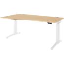 Schäfer Shop Genius Schreibtisch ERGOSTYLE S, elektrisch höhenverstellbar, Ansatz links, C-Fuß, B 1800 x T 800/1000 x H 715-1182 mm, inkl. Memory Master, Ahorn/weiß