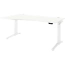 Schäfer Shop Genius Schreibtisch ERGOSTYLE S, elektrisch höhenverstellbar, Ansatz links, einstufig, C-Fuß, B 1800 x T 800/1000 x H 715-1182 mm, inkl. Memory Master, weiß/weiß