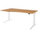 Schäfer Shop Genius Schreibtisch ERGOSTYLE S, elektrisch höhenverstellbar, Ansatz links, zweistufig, C-Fuß, B 1800 x T 800/1000 x H 645-1305 mm, inkl. Memory Master, Buche/weiß