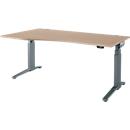 Schäfer Shop Genius Schreibtisch ERGOSTYLE S, elektrisch höhenverstellbar, Ansatz links, zweistufig, C-Fuß, B 1800 x T 800/1000 x H 645-1305 mm, inkl. Memory Master, Eiche/anthrazit