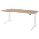 Schäfer Shop Genius Schreibtisch ERGOSTYLE S, elektrisch höhenverstellbar, Ansatz links, zweistufig, C-Fuß, B 1800 x T 800/1000 x H 645-1305 mm, inkl. Memory Master, Eiche/weiß