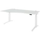 Schäfer Shop Genius Schreibtisch ERGOSTYLE S, elektrisch höhenverstellbar, Ansatz links, zweistufig, C-Fuß, B 1800 x T 800/1000 x H 645-1305 mm, inkl. Memory Master, lichtgrau/weiß
