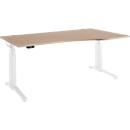 Schäfer Shop Genius Schreibtisch ERGOSTYLE S, elektrisch höhenverstellbar, Ansatz rechts, zweistufig, C-Fuß, B 1800 x T 800/1000 x H 645-1305 mm, inkl. Memory Master, Eiche/weiß