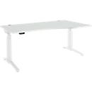 Schäfer Shop Genius Schreibtisch ERGOSTYLE S, elektrisch höhenverstellbar, Ansatz rechts, zweistufig, C-Fuß, B 1800 x T 800/1000 x H 645-1305 mm, inkl. Memory Master, lichtgrau/weiß