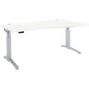 Schäfer Shop Genius Schreibtisch ERGOSTYLE S, elektrisch höhenverstellbar, Ansatz rechts, zweistufig, C-Fuß, B 1800 x T 800/1000 x H 645-1305 mm, inkl. Memory Master, weiß/weißaluminium