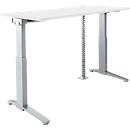 Schäfer Shop Genius Schreibtisch ERGOSTYLE S, elektrisch höhenverstellbar, C-Fuß, B 1600 mm, weiß/alusilber, Memorymaster, Kabelschlange