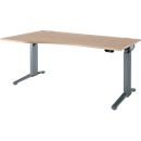 Schäfer Shop Genius Schreibtisch ERGOSTYLE S, elektrisch höhenverstellbar, einstufig, Ansatz links, C-Fuß, B 1800 x T 800/1000 x H 715-1182 mm, inkl. Memory Master, Eiche/anthrazit