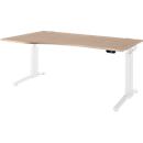 Schäfer Shop Genius Schreibtisch ERGOSTYLE S, elektrisch höhenverstellbar, einstufig, Ansatz links, C-Fuß, B 1800 x T 800/1000 x H 715-1182 mm, inkl. Memory Master, Eiche/weiß