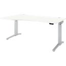 Schäfer Shop Genius Schreibtisch ERGOSTYLE S, elektrisch höhenverstellbar, einstufig, Ansatz links, C-Fuß, B 1800 x T 800/1000 x H 715-1182 mm, inkl. Memory Master, weiß/weißaluminium
