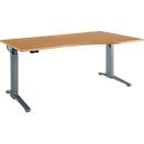 Schäfer Shop Genius Schreibtisch ERGOSTYLE S, elektrisch höhenverstellbar, einstufig, Ansatz rechts, C-Fuß, B 1800 x T 800/1000 x H 715-1182 mm, inkl. Memory Master, Buche/anthrazit
