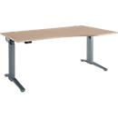 Schäfer Shop Genius Schreibtisch ERGOSTYLE S, elektrisch höhenverstellbar, einstufig, Ansatz rechts, C-Fuß, B 1800 x T 800/1000 x H 715-1182 mm, inkl. Memory Master, Eiche/anthrazit