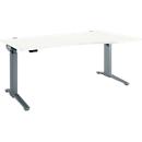 Schäfer Shop Genius Schreibtisch ERGOSTYLE S, elektrisch höhenverstellbar, einstufig, Ansatz rechts, C-Fuß, B 1800 x T 800/1000 x H 715-1182 mm, inkl. Memory Master, weiß/anthrazit