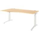 Schäfer Shop Genius Schreibtisch ERGOSTYLE S, manuell höhenverstellbar, Rechteck, C-Fuß, Ansatz links, B 1800 x T 800/1000 x H 675-895 mm, ahorn/weiß