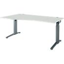 Schäfer Shop Genius Schreibtisch ERGOSTYLE S, manuell höhenverstellbar, Rechteck, C-Fuß, Ansatz links, B 1800 x T 800/1000 x H 675-895 mm, lichtgrau/anthrazit