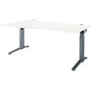 Schäfer Shop Genius Schreibtisch ERGOSTYLE S, manuell höhenverstellbar, Rechteck, C-Fuß, Ansatz links, B 1800 x T 800/1000 x H 675-895 mm, weiß/anthrazit