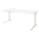 Schäfer Shop Genius Schreibtisch ERGOSTYLE S, manuell höhenverstellbar, Rechteck, C-Fuß, Ansatz links, B 1800 x T 800/1000 x H 675-895 mm, weiß/weiß