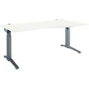 Schäfer Shop Genius Schreibtisch ERGOSTYLE S, manuell höhenverstellbar, Rechteck, C-Fuß, Ansatz rechts, B 1800 x T 800/1000 x H 675-895 mm, weiß/anthrazit