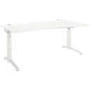 Schäfer Shop Genius Schreibtisch ERGOSTYLE S, manuell höhenverstellbar, Rechteck, C-Fuß, Ansatz rechts, B 1800 x T 800/1000 x H 675-895 mm, weiß/weiß