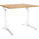 Schäfer Shop Genius Schreibtisch ERGOSTYLE S, manuell höhenverstellbar, Rechteck, C-Fuß, B 1200 x T 800 x H 675-895 mm, Buche/weiß