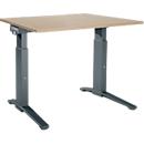 Schäfer Shop Genius Schreibtisch ERGOSTYLE S, manuell höhenverstellbar, Rechteck, C-Fuß, B 1200 x T 800 x H 675-895 mm, eiche/anthrazit