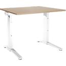 Schäfer Shop Genius Schreibtisch ERGOSTYLE S, manuell höhenverstellbar, Rechteck, C-Fuß, B 1200 x T 800 x H 675-895 mm, eiche/weiß