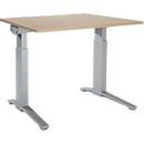 Schäfer Shop Genius Schreibtisch ERGOSTYLE S, manuell höhenverstellbar, Rechteck, C-Fuß, B 1200 x T 800 x H 675-895 mm, eiche/weißaluminium
