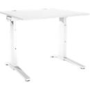 Schäfer Shop Genius Schreibtisch ERGOSTYLE S, manuell höhenverstellbar, Rechteck, C-Fuß, B 1200 x T 800 x H 675-895 mm, weiß/weiß
