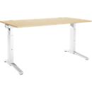 Schäfer Shop Genius Schreibtisch ERGOSTYLE S, manuell höhenverstellbar, Rechteck, C-Fuß, B 1600 x T 800 x H 675-895 mm, ahorn/weiß