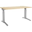 Schäfer Shop Genius Schreibtisch ERGOSTYLE S, manuell höhenverstellbar, Rechteck, C-Fuß, B 1600 x T 800 x H 675-895 mm, ahorn/weißaluminium