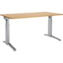 Schäfer Shop Genius Schreibtisch ERGOSTYLE S, manuell höhenverstellbar, Rechteck, C-Fuß, B 1600 x T 800 x H 675-895 mm, Buche/weißaluminium
