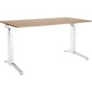 Schäfer Shop Genius Schreibtisch ERGOSTYLE S, manuell höhenverstellbar, Rechteck, C-Fuß, B 1600 x T 800 x H 675-895 mm, eiche/weiß