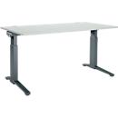 Schäfer Shop Genius Schreibtisch ERGOSTYLE S, manuell höhenverstellbar, Rechteck, C-Fuß, B 1600 x T 800 x H 675-895 mm, lichtgrau/anthrazit