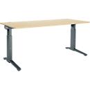 Schäfer Shop Genius Schreibtisch ERGOSTYLE S, manuell höhenverstellbar, Rechteck, C-Fuß, B 1800 x T 800 x H 675-895 mm, ahorn/anthrazit
