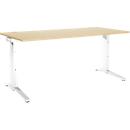 Schäfer Shop Genius Schreibtisch ERGOSTYLE S, manuell höhenverstellbar, Rechteck, C-Fuß, B 1800 x T 800 x H 675-895 mm, ahorn/weiß