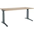 Schäfer Shop Genius Schreibtisch ERGOSTYLE S, manuell höhenverstellbar, Rechteck, C-Fuß, B 1800 x T 800 x H 675-895 mm, eiche/anthrazit