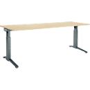 Schäfer Shop Genius Schreibtisch ERGOSTYLE S, manuell höhenverstellbar, Rechteck, C-Fuß, B 2000 x T 800 x H 675-895 mm, ahorn/anthrazit