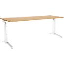 Schäfer Shop Genius Schreibtisch ERGOSTYLE S, manuell höhenverstellbar, Rechteck, C-Fuß, B 2000 x T 800 x H 675-895 mm, Buche/weiß