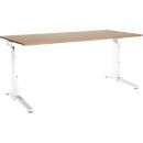 Schäfer Shop Genius Schreibtisch ERGOSTYLE S, manuell höhenverstellbar, Rechteck, C-Fuß, B 2000 x T 800 x H 675-895 mm, eiche/weiß