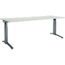 Schäfer Shop Genius Schreibtisch ERGOSTYLE S, manuell höhenverstellbar, Rechteck, C-Fuß, B 2000 x T 800 x H 675-895 mm, lichtgrau/anthrazit