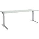 Schäfer Shop Genius Schreibtisch ERGOSTYLE S, manuell höhenverstellbar, Rechteck, C-Fuß, B 2000 x T 800 x H 675-895 mm, lichtgrau/weißaluminium