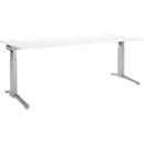 Schäfer Shop Genius Schreibtisch ERGOSTYLE S, manuell höhenverstellbar, Rechteck, C-Fuß, B 2000 x T 800 x H 675-895 mm, weiß/weißaluminium