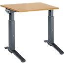 Schäfer Shop Genius Schreibtisch ERGOSTYLE S, manuell höhenverstellbar, Rechteck, C-Fuß, B 800 x T 800 x H 675-895 mm, Buche/anthrazit