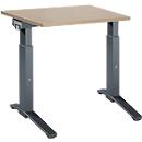 Schäfer Shop Genius Schreibtisch ERGOSTYLE S, manuell höhenverstellbar, Rechteck, C-Fuß, B 800 x T 800 x H 675-895 mm, eiche/anthrazit