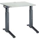 Schäfer Shop Genius Schreibtisch ERGOSTYLE S, manuell höhenverstellbar, Rechteck, C-Fuß, B 800 x T 800 x H 675-895 mm, lichtgrau/anthrazit