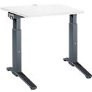 Schäfer Shop Genius Schreibtisch ERGOSTYLE S, manuell höhenverstellbar, Rechteck, C-Fuß, B 800 x T 800 x H 675-895 mm, weiß/anthrazit